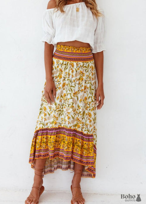 Boho Skirts in Yellow Sand Verbena For Women